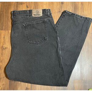 Authentic Vintage Mens Wrangler Jeans Light Wash Black 42x31 Zip Fly